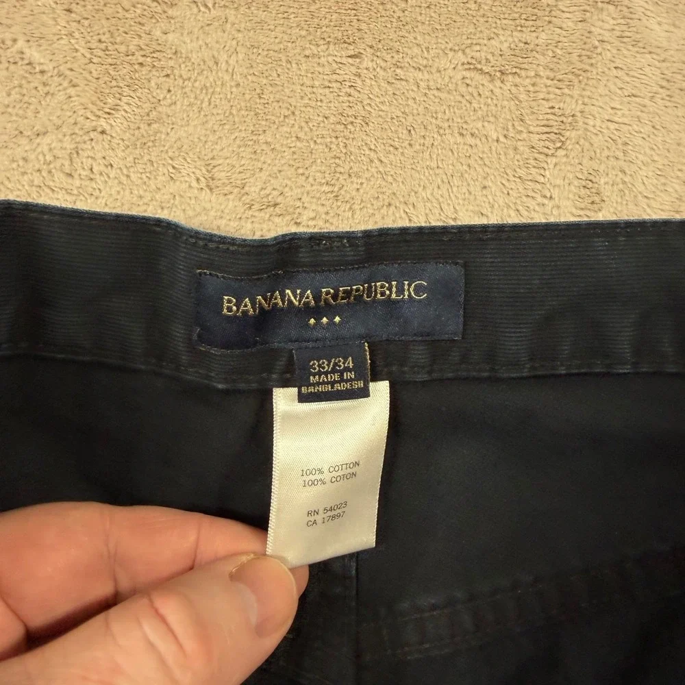 Banana Republic Corduroy Pants Mens 33x34 Navy Blue Good Straight‎ Leg Cotton